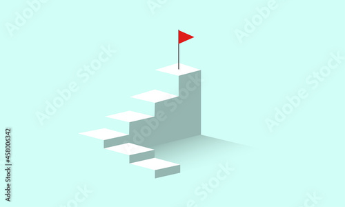Ladder with a flag at the top. Success vector concept