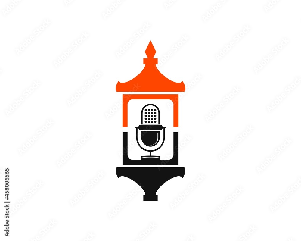 Ancient lantern with music microphone inside Ancient lantern with music microphone inside