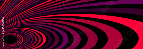 Psychedelic red colored optical illusion lines vector insane art background, LSD hallucination delirium, surreal op art linear curves in hyper 3D perspective, hypnotic design.