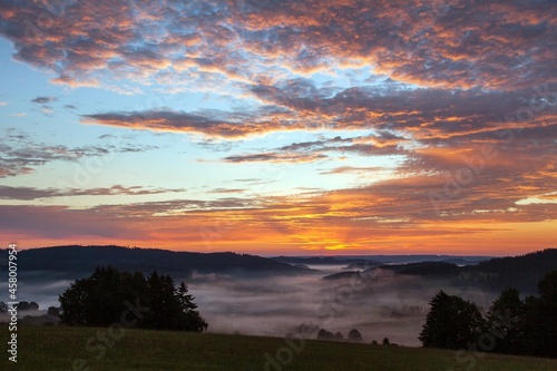 Morning panoramic sunset view from zdarske vrchy