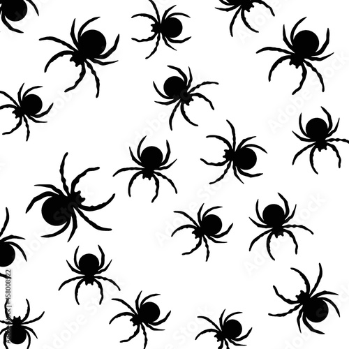  spider Black.  Halloween pattern. many legs and tentacles.  © Anastasiya