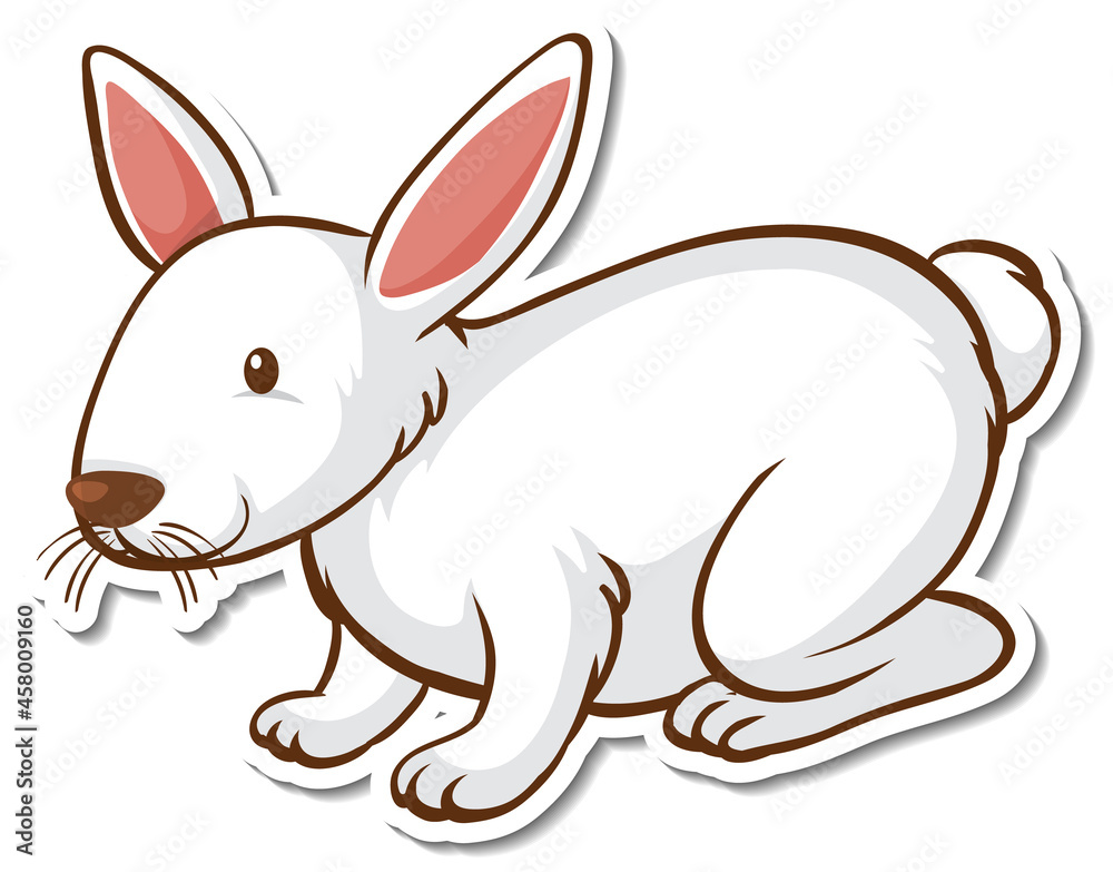 Obraz premium A sticker template with a white rabbit isolated