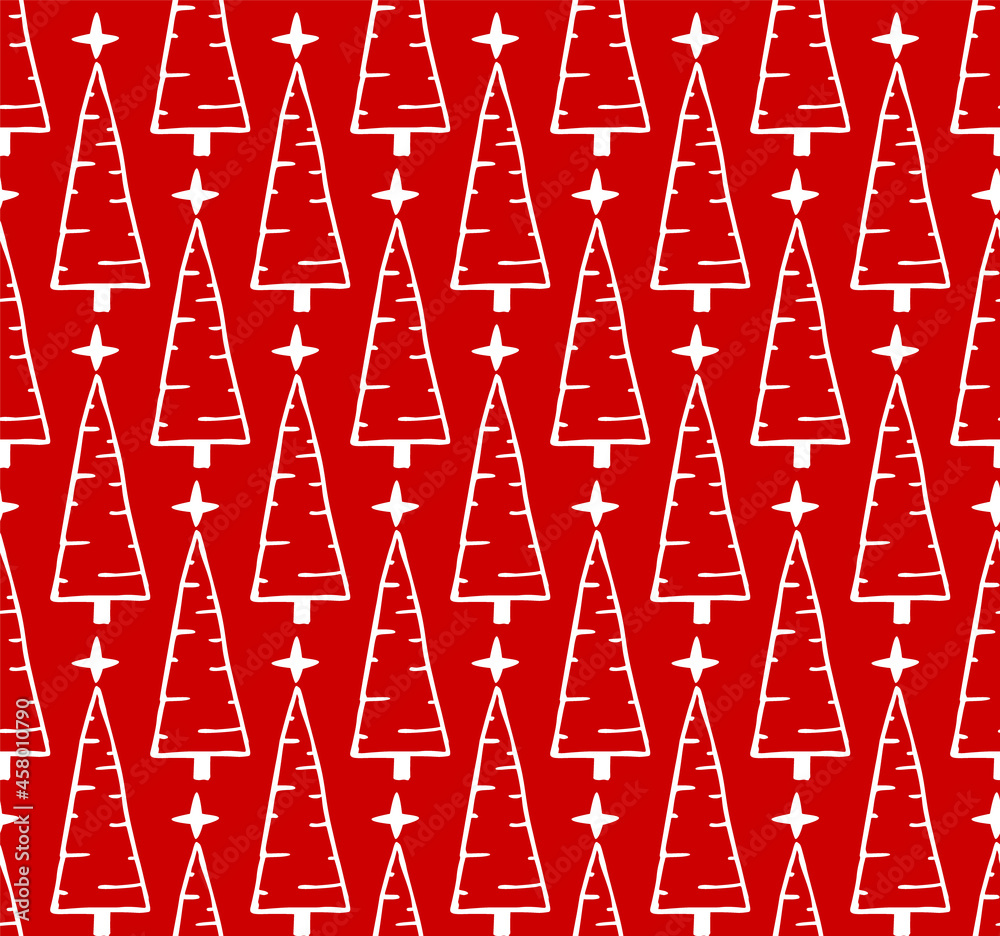 hand drawn pine trees forest winter christmas seamless pattern, vector illustration repeatable texture hand drawn pine trees forest winter christmas seamless pattern, vector illustration repeatable texture