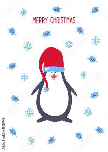 merry christmas xmas happy new year festive greeting card template background in  blue red and white color palette, vector illustration graphic photo