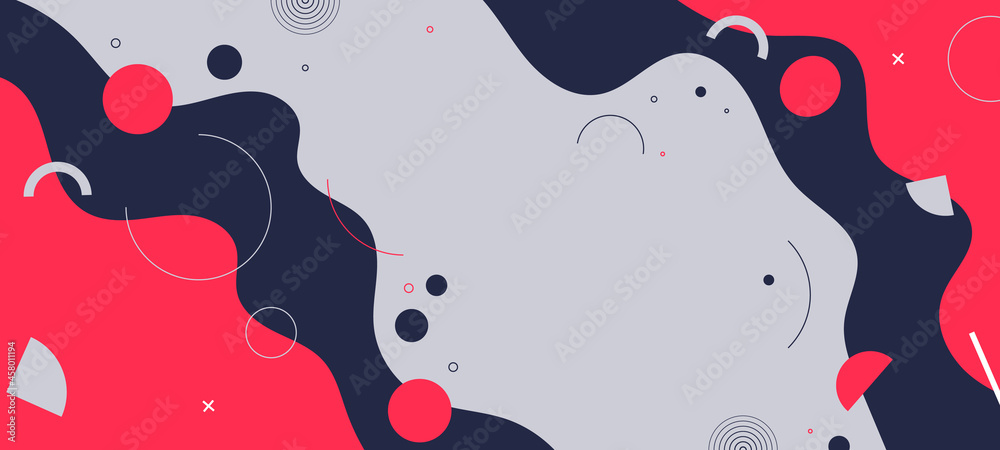 Modern abstract fluid liquid wave background with geometric shape design element. Template background for covers, invitations, posters, banners, flyers, placards.