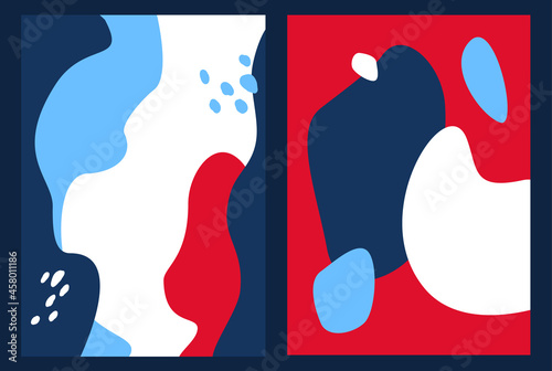 abstract geometric modern fluid shapes christmas bright winter festive bakgrounds set, art texture in red navy blue and white colors, vector illustration graphic photo