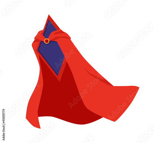 Rhombus badge or frame in super hero cape, flat vector illustration isolated.