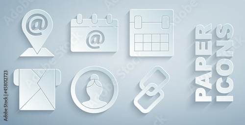 Set Create account screen, Calendar, Envelope, Chain link, with email and Location and and e-mail icon. Vector