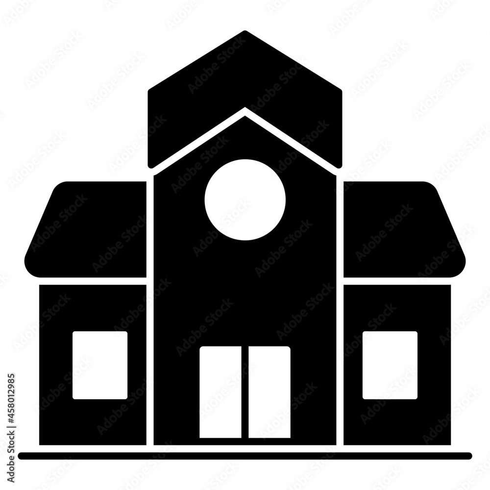 Residential property icon, solid design of bungalow
Residential property icon, solid design of bungalow