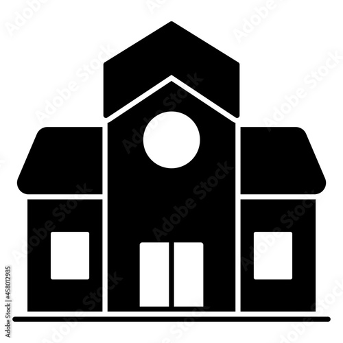 Residential property icon, solid design of bungalow 

