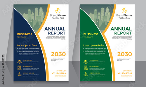 Multiple color variations brochure cover modern layout, annual report, poster, flyer template design.	