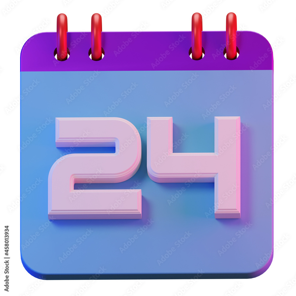 3D Render isolated symbol calendar of 24 days for daily reminder or planning 3D Render isolated symbol calendar of 24 days for daily reminder or planning