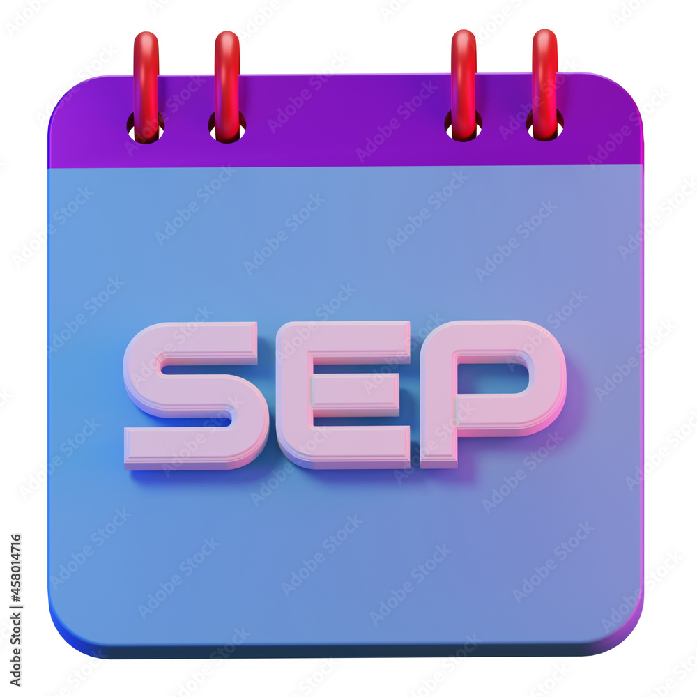 3D Render isolated symbol of calendar september months for daily reminder or planning 3D Render isolated symbol of calendar september months for daily reminder or planning