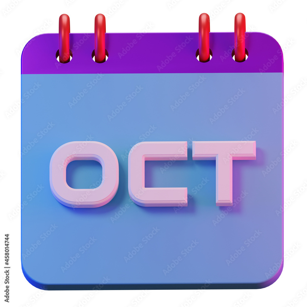 3D Render isolated symbol of calendar october months for daily reminder or planning 3D Render isolated symbol of calendar october months for daily reminder or planning
