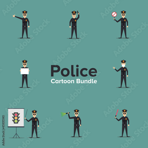 Illustration Vector Graphic of Police Cartoon Bundle