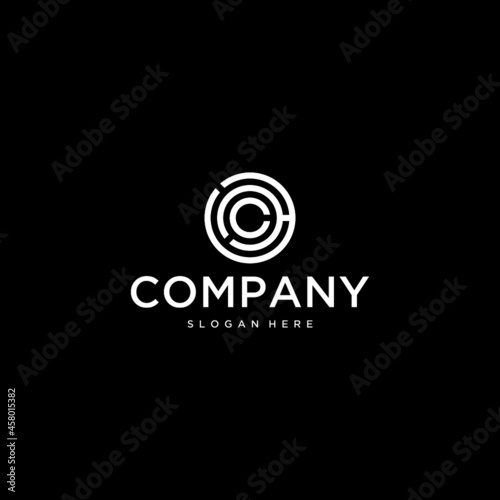 Abstract HC, CH logo design with circle shape graphic