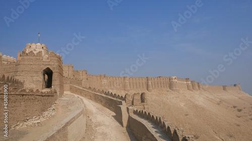 Scenic landscape view of Kot Diji ancient fort access ramp and ramparts  Khairpur  Sindh  Pakistan