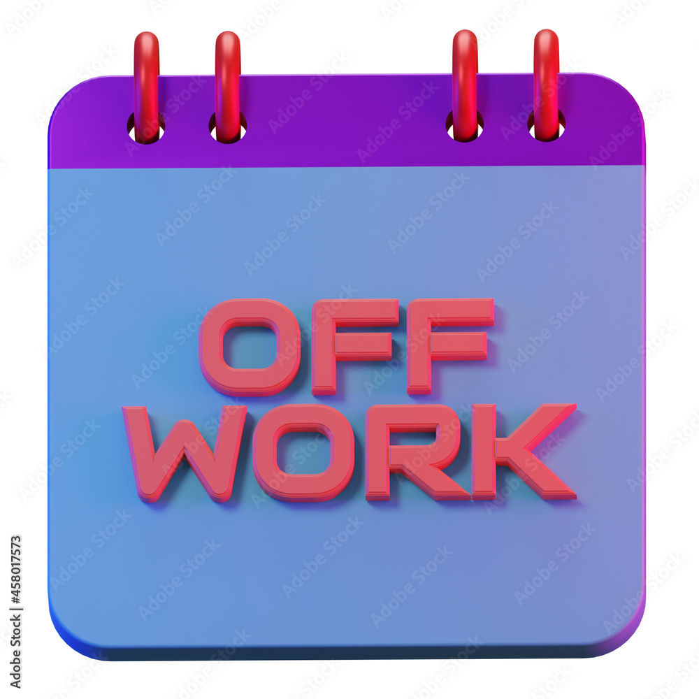 3D Render isolated calendar of off work holiday 3D Render isolated calendar of off work holiday