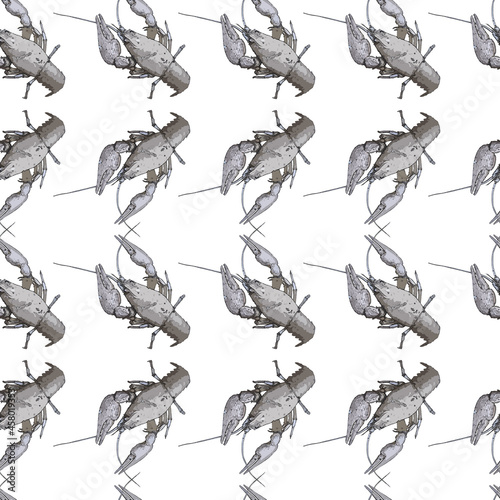 Seamless pattern with crayf...