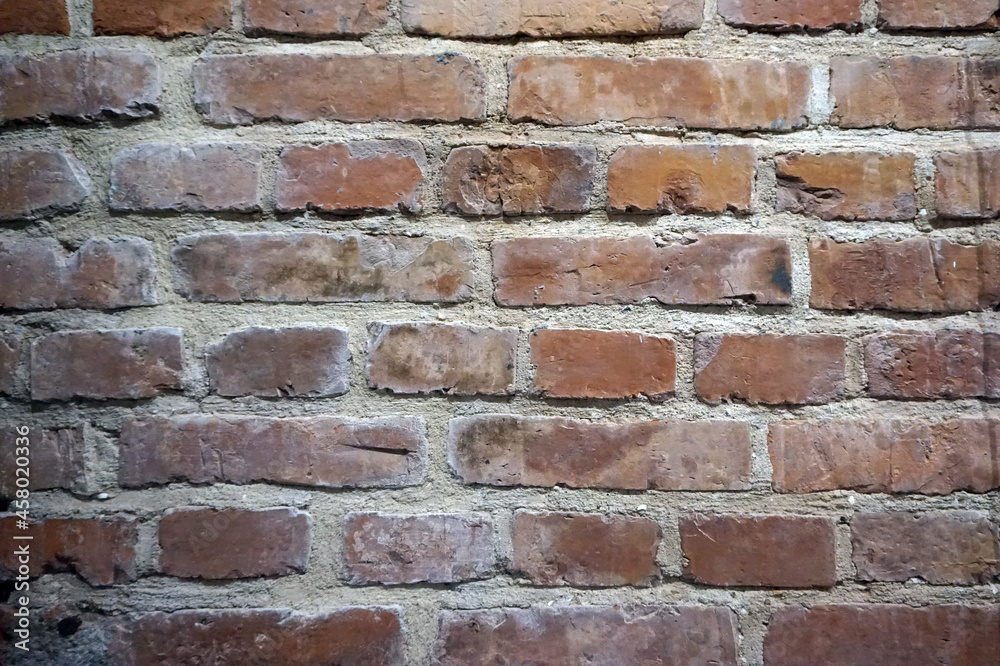 Fototapeta premium Old red brick wall - horizontal photograph