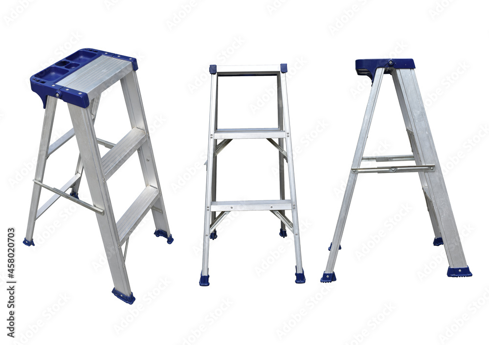 Aluminium folding ladder isolated on white background Aluminium folding ladder isolated on white background