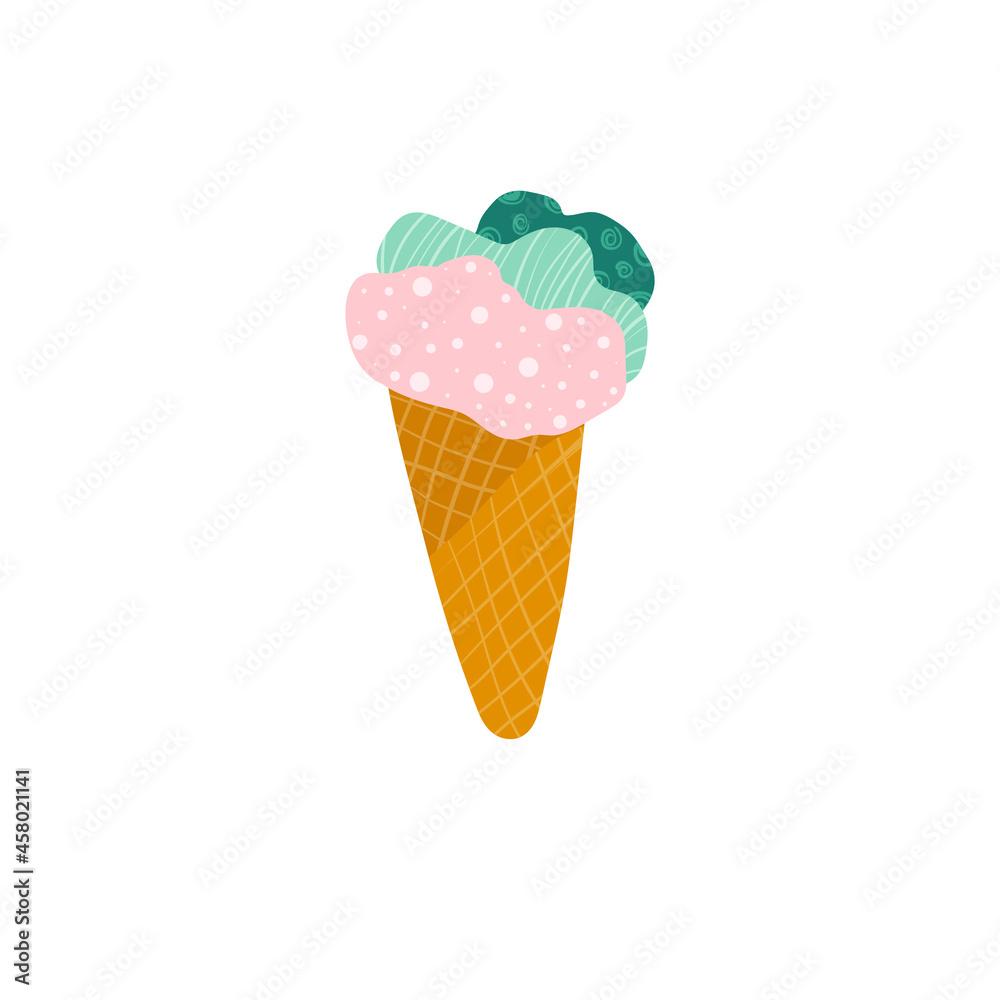 Ice cream dessert illustration in cartoon style
