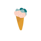 Ice cream dessert illustration in cartoon style