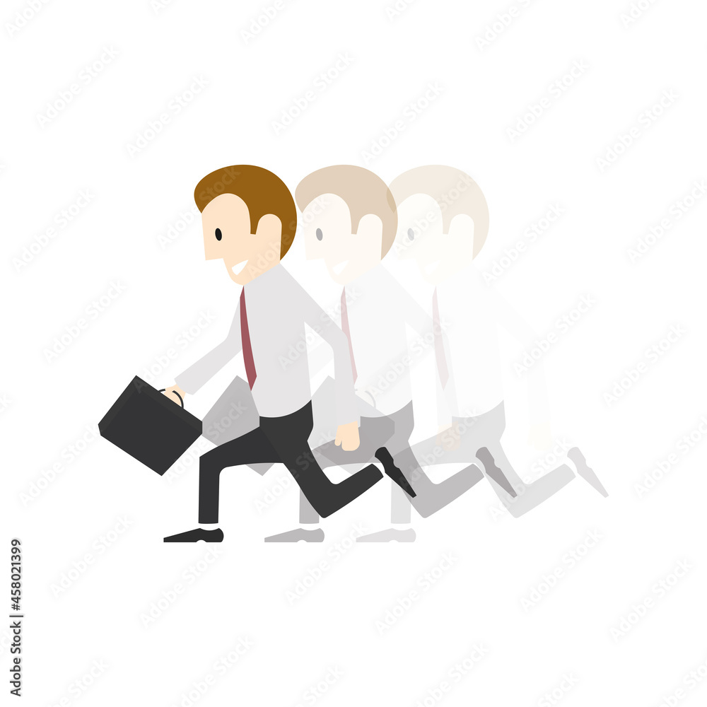 Obraz premium Icon sign fast running man with suitcase. Vector illustration eps 10