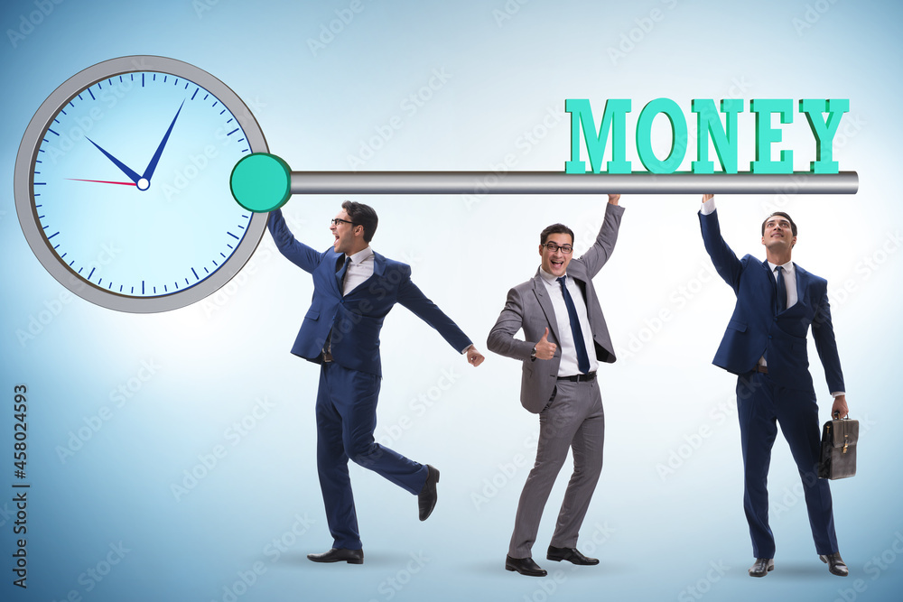 Time is money concept with businessman and key Time is money concept with businessman and key