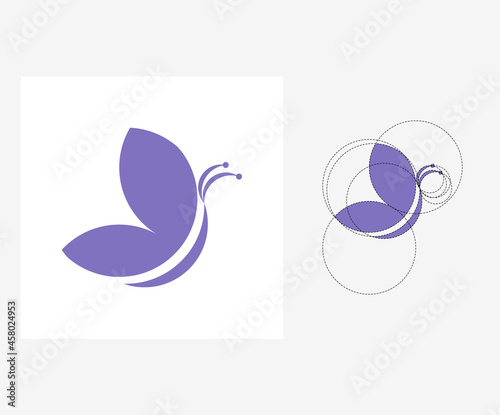Vector butterfly in golden ratio style. Editable illustration