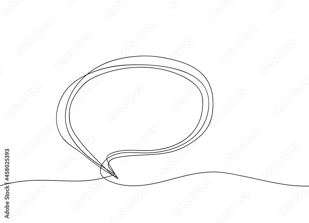 Speech bubble continuous one line drawing. Online conversation chat cloud single line art. Graphic vector linear illustration Speech bubble continuous one line drawing. Online conversation chat cloud single line art. Graphic vector linear illustration