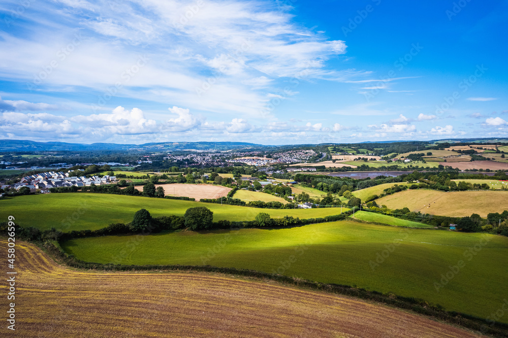 Naklejka premium Fields and Meadows over River Teign, Devon, England, Europe