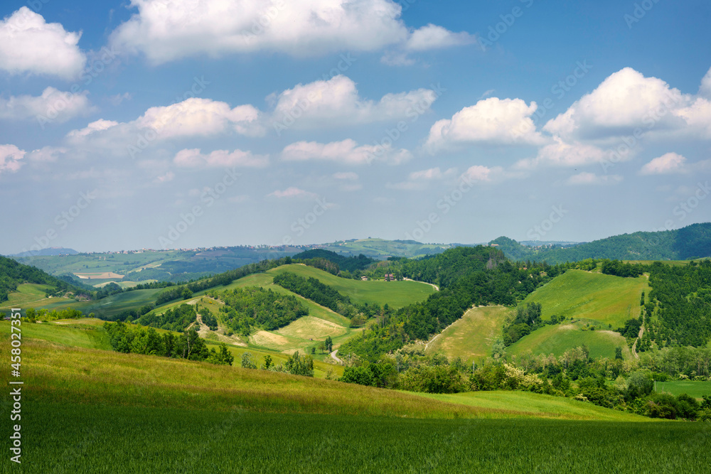 Rural landscape at May in Oltrepo Pavese near Zavattarello