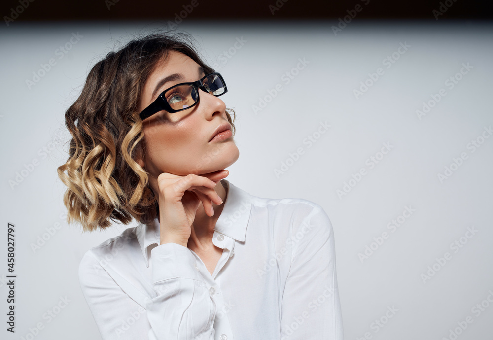 woman with glasses office job manager executive