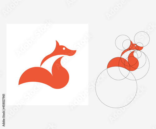 Vector fox in golden ratio style. Editable illustration