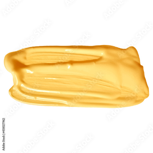Yellow oil paint swatch. Acrylic smear. Bright Paint brushstroke