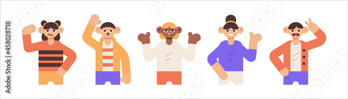 Set of Happy People with various gesture Illustration