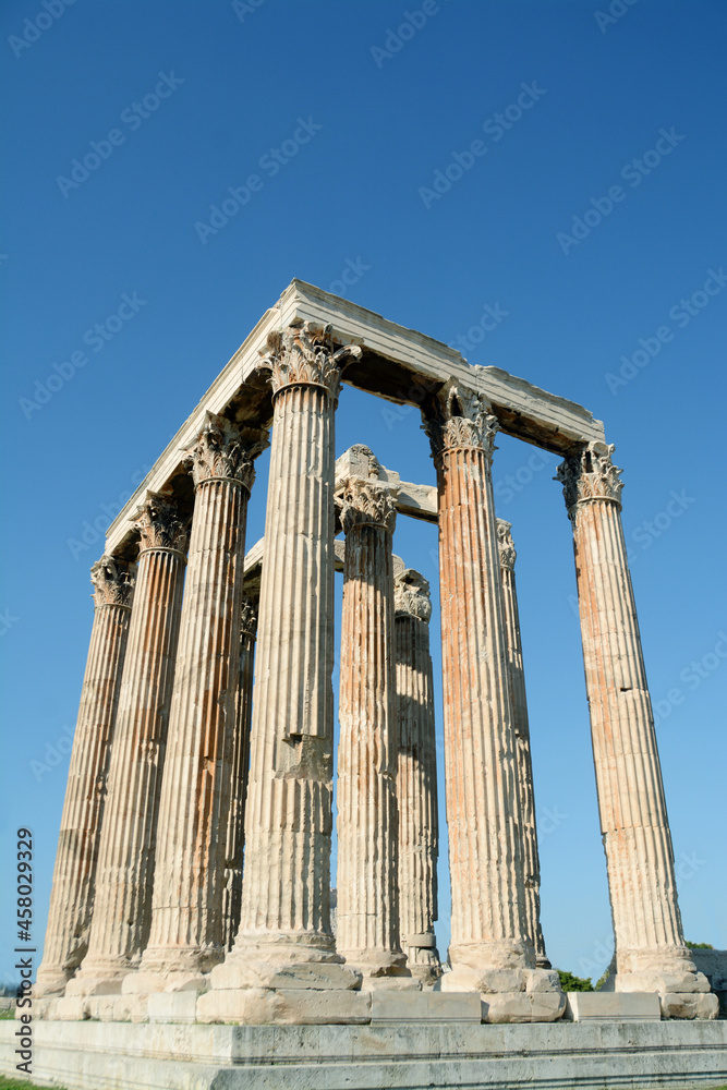 Athens is the cradle of classical civilization and philosophy. Architecture temples, columns and capitals in the Temple of Olympian Zeus.
