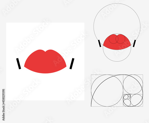 Vector lips in golden ratio style. Editable illustration