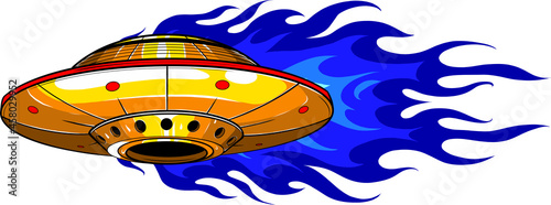 Flying ufo icon. Cartoon of flying ufo vector icon for web design isolated on white background