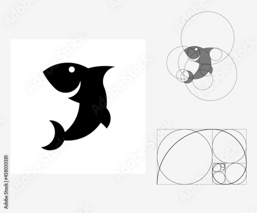 Vector shark in golden ratio style. Editable illustration