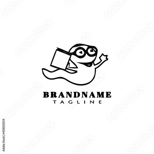 bookworm logo cartoon icon design template black cute vector illustration
