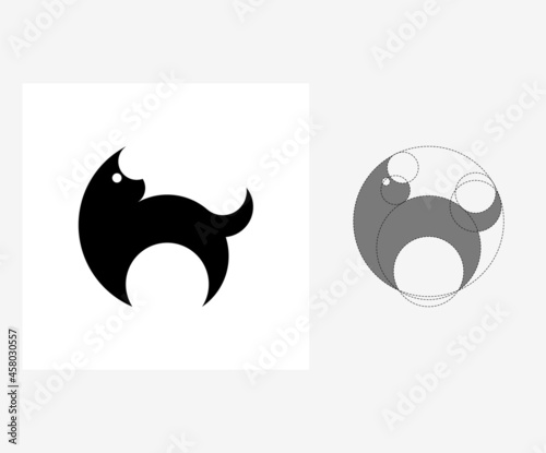 Vector cat in golden ratio style. Editable illustration