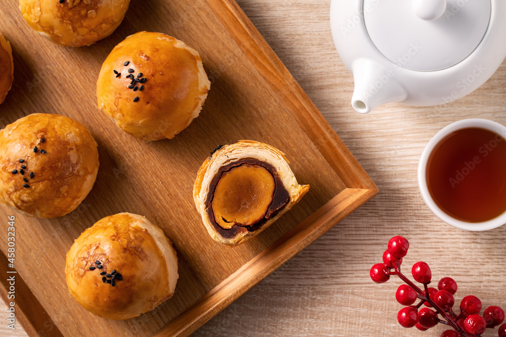 Moon cake yolk pastry for Mid-Autumn Festival holiday.