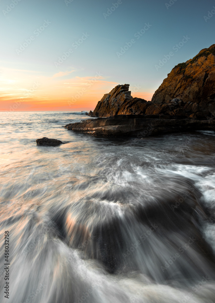 Sunset on the beach of Azkorri in the Basque Country. Sunset on the beach of Azkorri in the Basque Country.