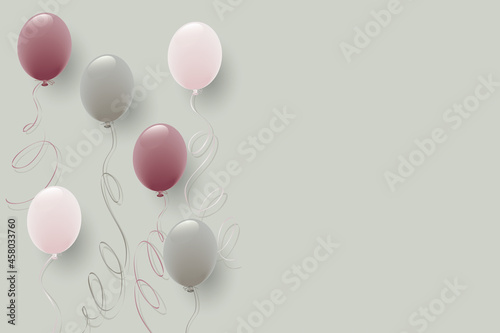 くすみカラーの風船イラスト背景