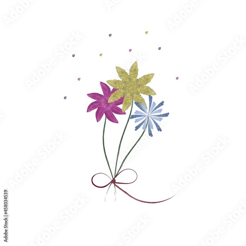 watercolor vector illustration of a bouquet of flowers isolated on a white background