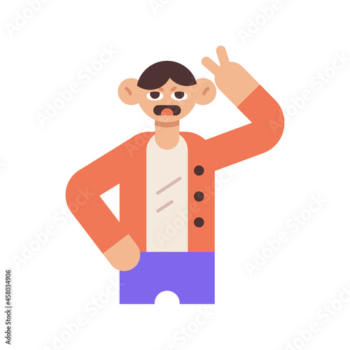 Man Positive Hand Gesture Illustration. Peace sign hand gesture