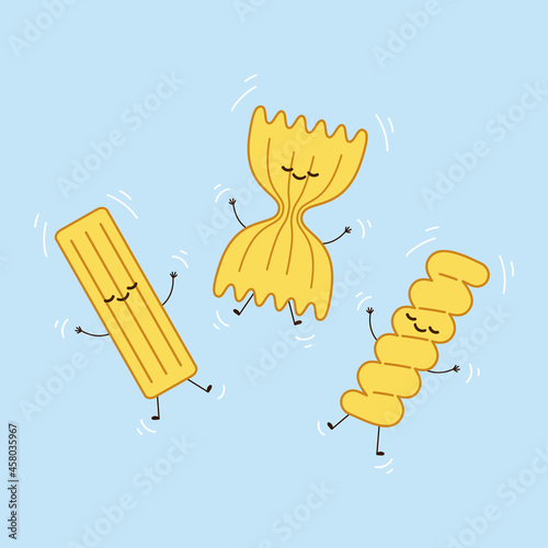 Pasta noodles character design. Pasta noodles on white background. 