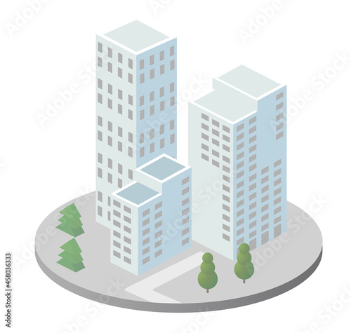 Vector isometric urban architecture single building of the modern